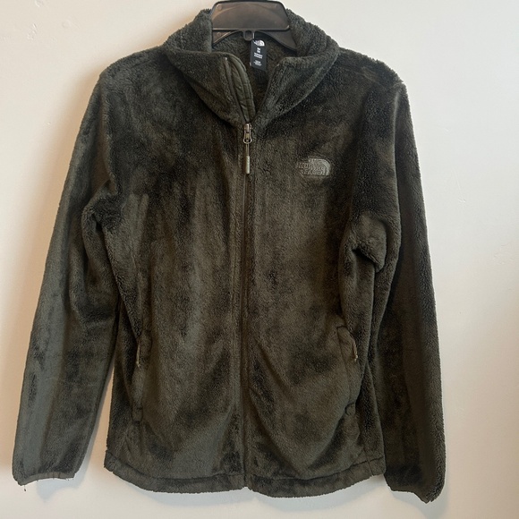 The North Face Jacket Womens Medium Green Zip Up Furry Soft Fleece - Picture 1 of 14
